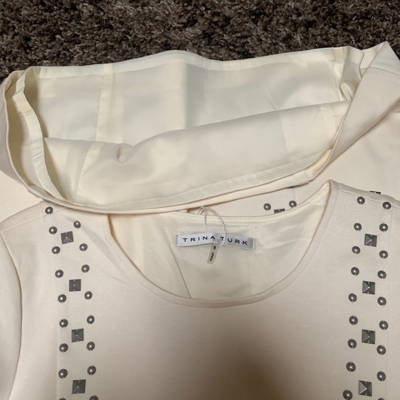 NWT Trina Turk Naomi Ponte Ivory Cream Dress Sz 6 - Picture 7 of 7